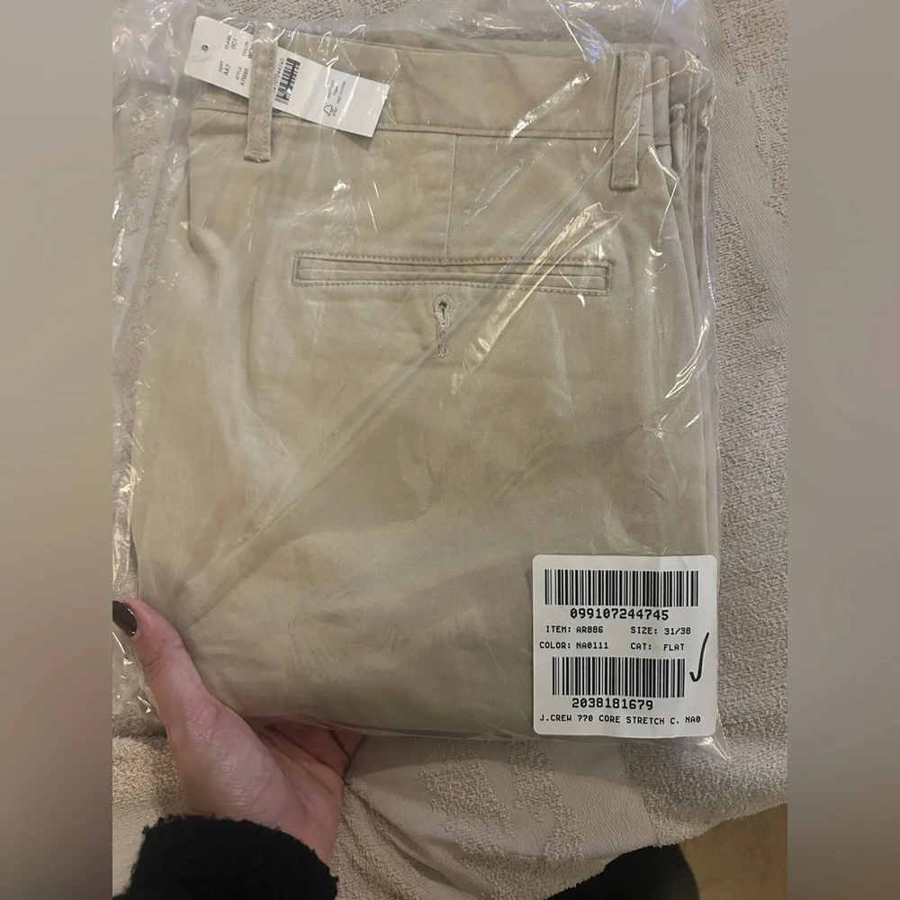 NWT J.Crew Men's 770 Straight Fit Stretch Chino Pant Khaki Size 31x38